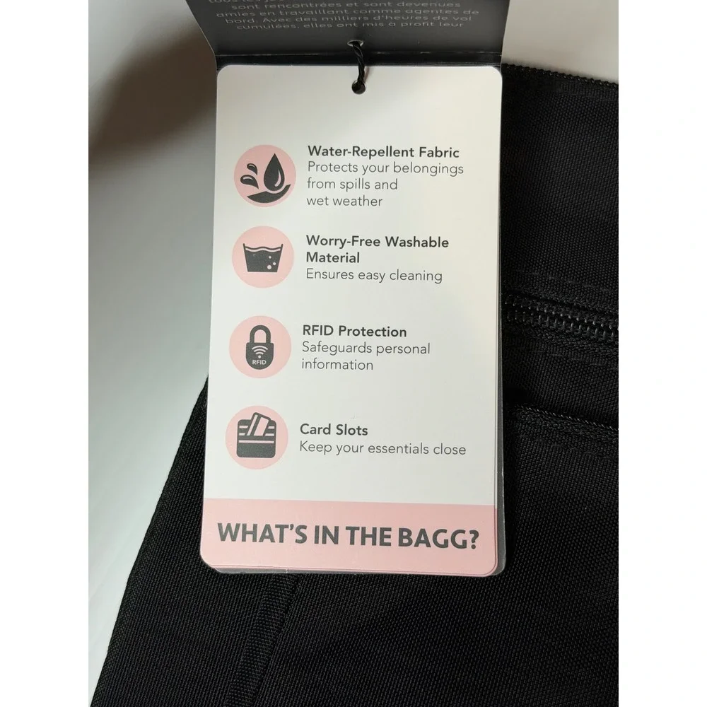 Baggallini‎ Modern Pocket Crossbody Black Sand RFID Travel Bag Organizer Comfort